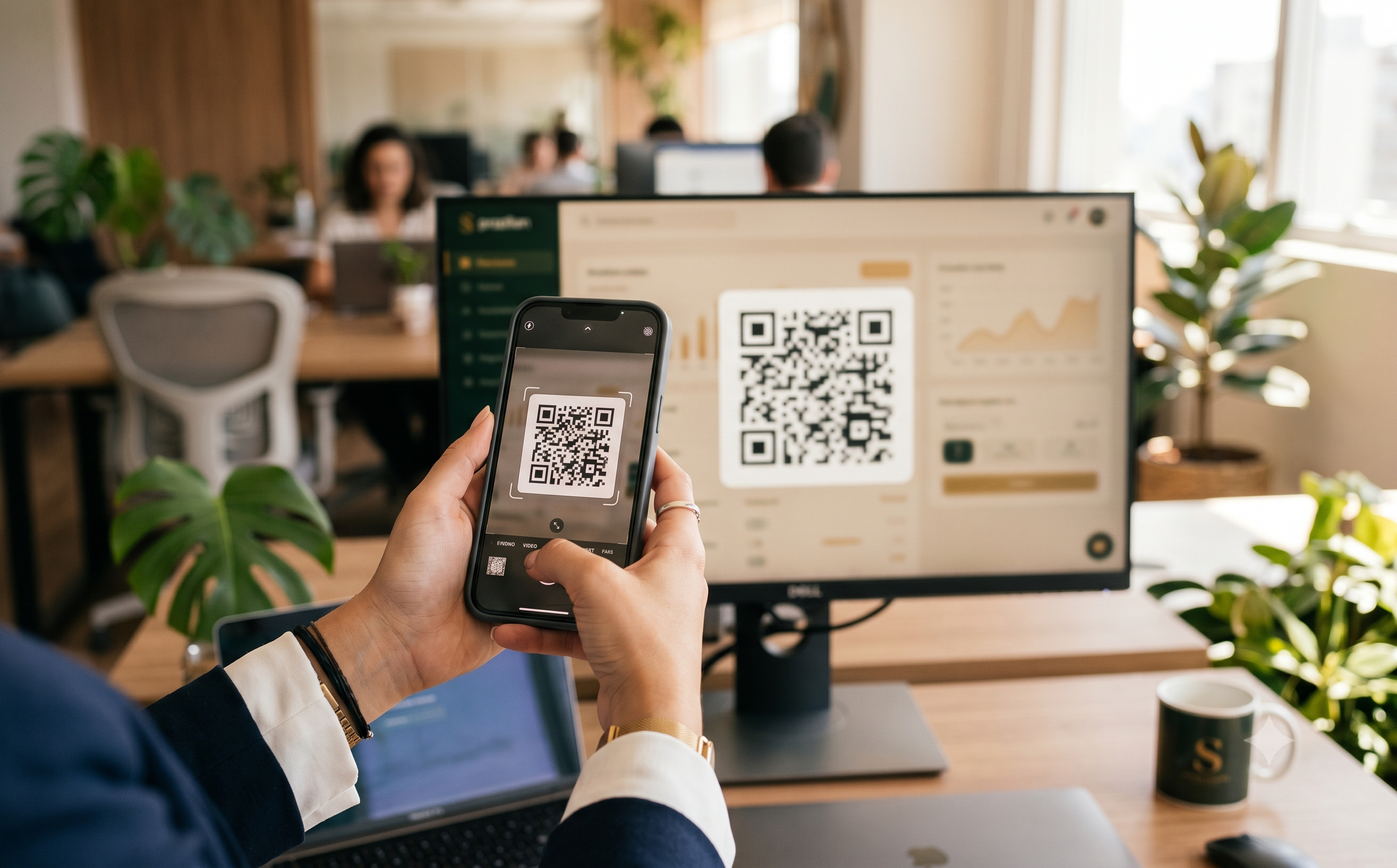 Celular escaneando QR code para conectar o WhatsApp
